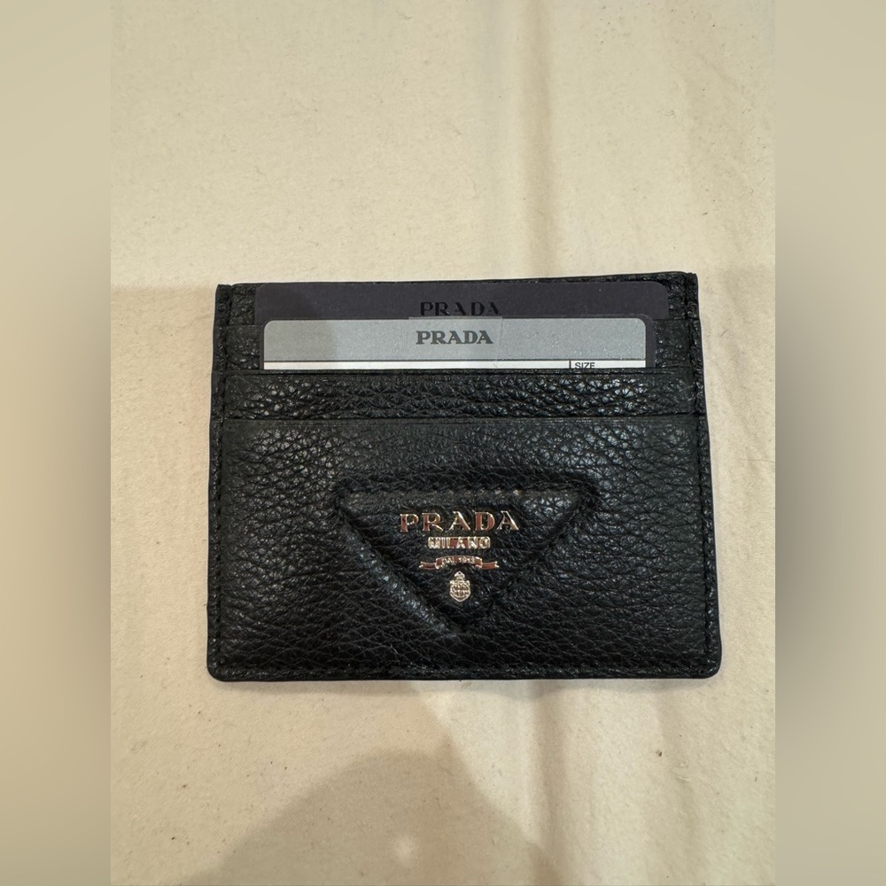 Prada Black Textured Leather Card Holder